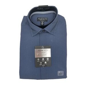 NWT Alfani Men's Regular Fit Travel Ready Blue Dress Shirt  SZ S 14-14.5  32-33